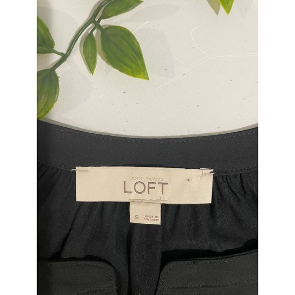 Ann Taylor Loft Black Sleeveless Split-Neck Blouse S - Picture 8 of 12